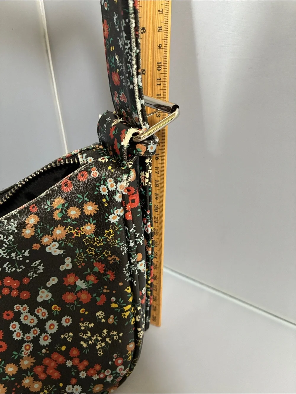 Floral Black Mini Shoulder Bag